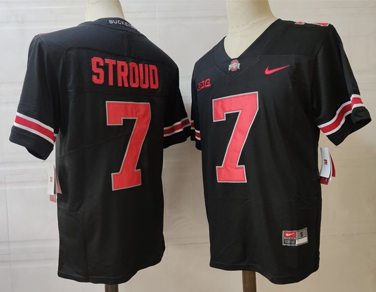 Men Ohio State Buckeyes #7 Stroud Black Nike 2025 NCAA Jersey->ncaa teams->NCAA Jersey